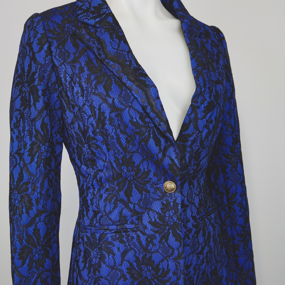 Blue and black lace blazer